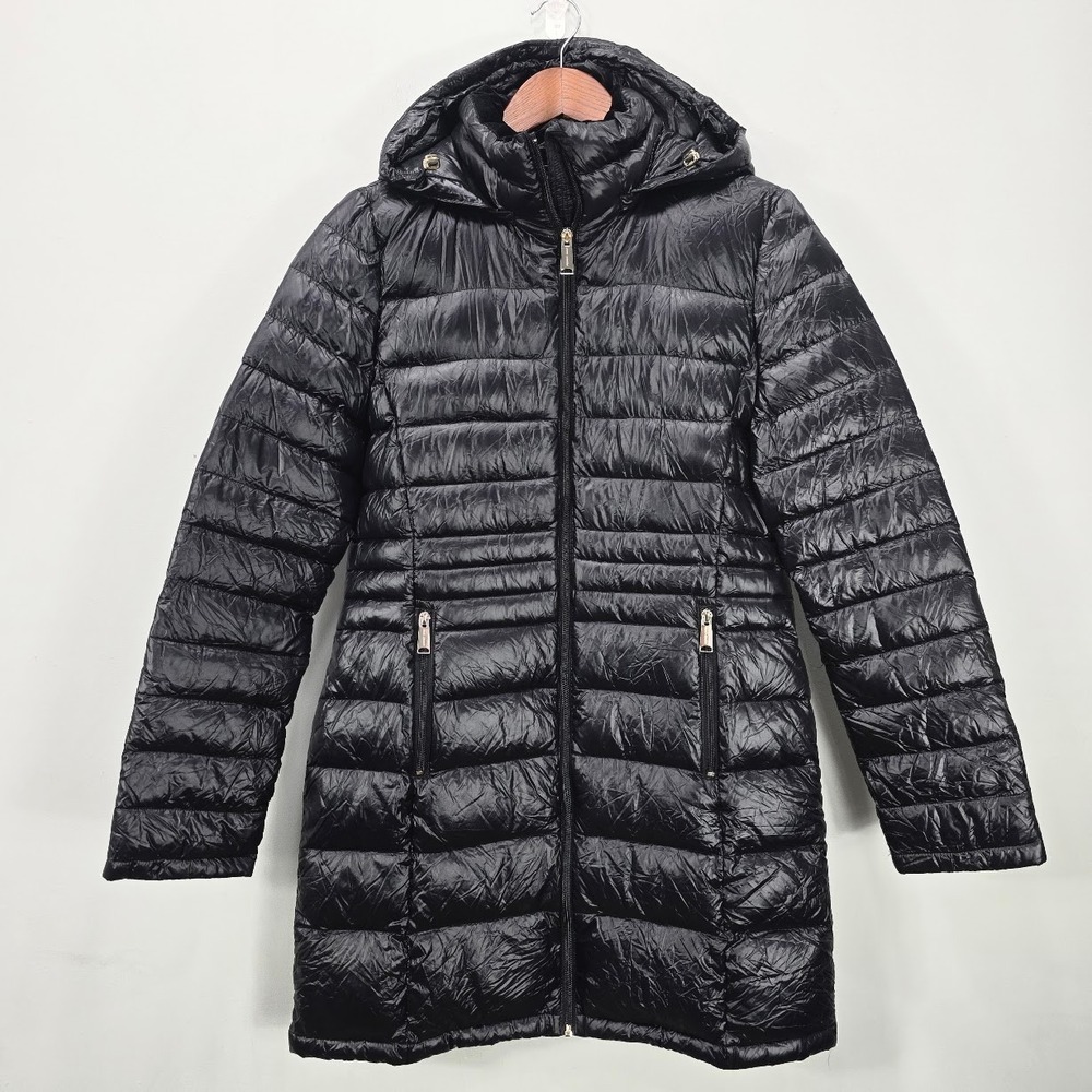 Andrew Marc Premium Down Puffer Jacket Coat S Black Packable Lightweight Hooded